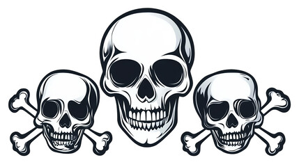 Illustration Of Skulls And Crossbones On Isolated Transparent Background