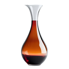 Elegant glass decanter filled with red wine dark background