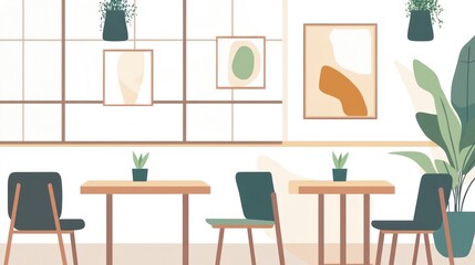 Modern cafe interior with minimalist design