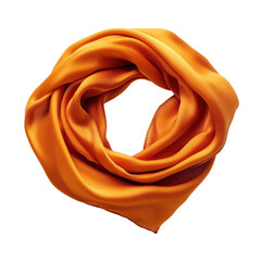 A vibrant orange scarf elegantly draped in a circular shape, showcasing its soft texture and luxurious fabric.