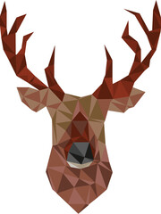 low poly vector illustration of deer isolated on white background
