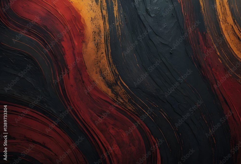 Leinwandbilder Abstract Texture Image, Dark Tones Flowing Light. Dynamic Composition With Aged Surface Effect. Intriguing Visual Mix Creates Unique Depth. Artistic Backgrounds Are Visually Stimulating.