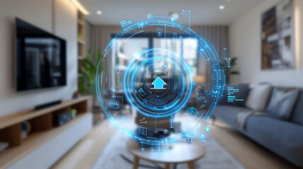An AI powered energy consumption optimization system, reducing electricity use by analyzing household patterns and adjusting accordingly, Smart home tech style