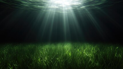Underwater Seagrass Field Illuminated by Sunlight