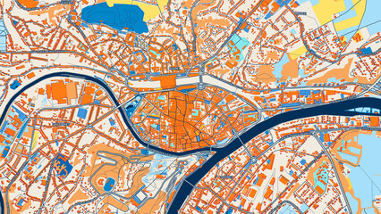 Colorful Namur Street Map with Labels and Buildings