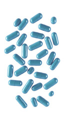 Isolated Blue Pills On Transparent Background Medical Illustration