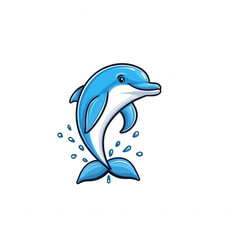 A cheerful dolphin leaping from the water, showcasing its vibrant blue color and playful nature, perfect for marine-themed projects.