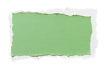 Isolated Green Textured Torn Paper Rectangle on Transparent Background