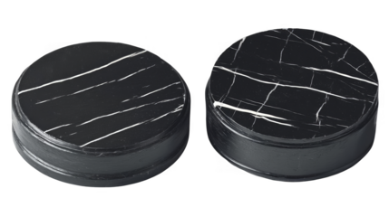 Isolated Hockey Pucks on Transparent Background Realistic Photo Black Color Sport Equipment