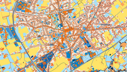 Colorful Geel Street Map with Labels and Buildings