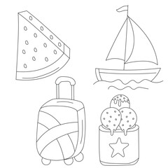 Summer Clipart Illustrations: Hand-drawn Summer Doodles: Cartoon Summer Clipart Set
