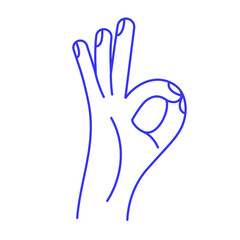 Ok sign. Hand gesture doodle icon. Contour vector illustration