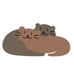 otter mom and its child