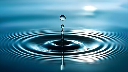 A close-up view of a droplet impacting water, creating mesmerizing circular ripples that radiate outward, showcasing the beauty and fluid dynamics of nature.