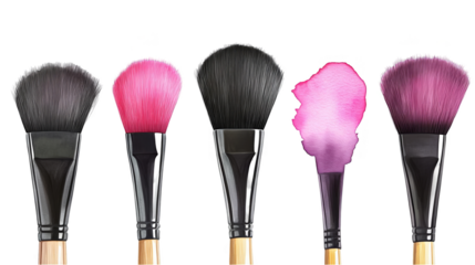 Isolated Makeup Brushes Illustration With Pink And Black Colors On Transparent Background
