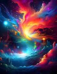 Fototapeta premium Colorful universe expanding and creating new worlds