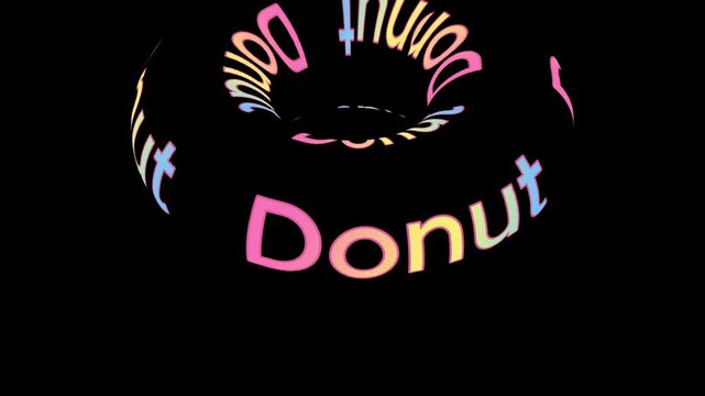 A fun and colorful animated text of the word "Donut" with playful motion, perfect for dessert-themed content, children&rsquo;s videos, or sweet branding