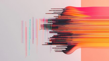 A neon lit cyberspace filled with glowing data streams and floating code.