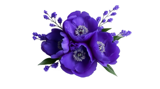 Isolated Purple Flower Arrangement Illustration On Transparent Background