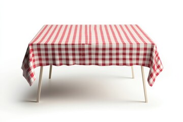 Red Gingham Tablecloth on Simple Table Bright Studio Shot Clean Minimalist Design