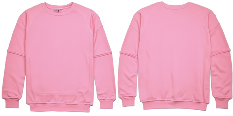 Isolated Pink Sweater Front And Back View On Transparent Background PNG