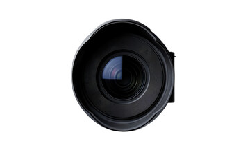 Detailed Close up of a Camera Lens Black Circular Isolated on White Background