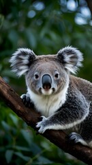 Naklejka premium Close-Up of a Koala on a Tree