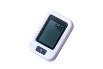 Digital Blood Pressure Monitor Displaying 74 72 Reading on White Background