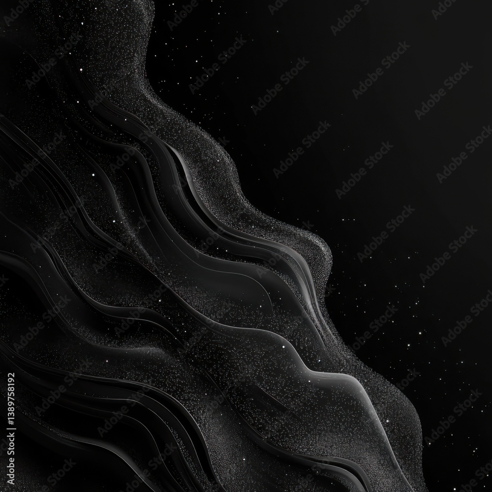 Poster abstract textured black background with flowing lines and specks of light creating a moody atmospher