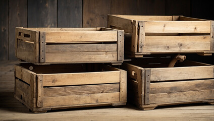Rustic Old Weathered Wooden Crate Boxes Ideal for Storage and Decoration