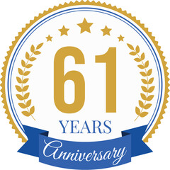 Logo 61 Years Anniversary Celebration Design Template.