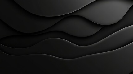Fototapeta premium Textured black background with flowing wave patterns creating a modern and minimalistic design appeal