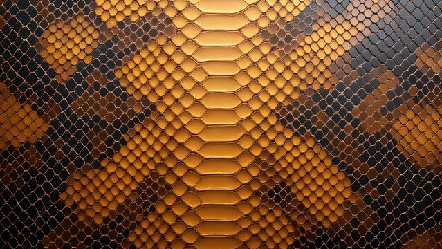 Luxury Python Snake Skin Pattern With Golden Brown Scales Background