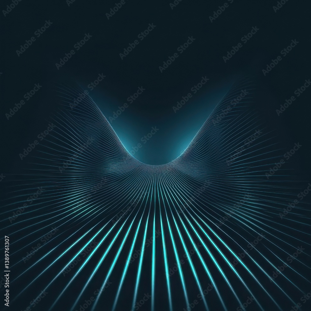 Poster Dynamic wave pattern creating a futuristic visual experience with glowing lines and depth