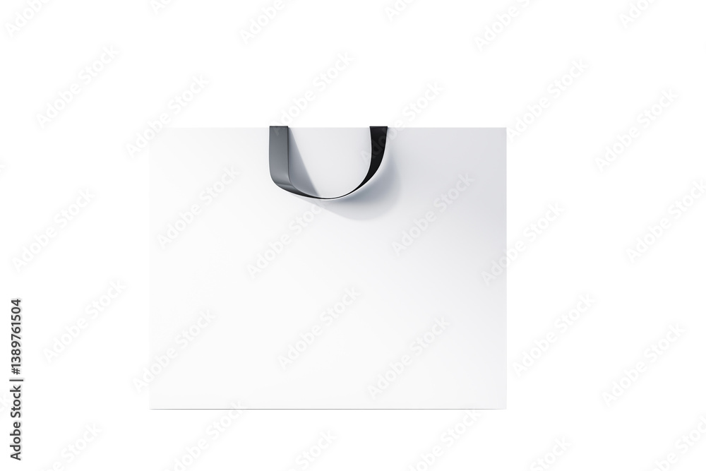 Poster Empty shopping bag with black handle on white isolated background, clean minimal branding concept, 3D Rendering