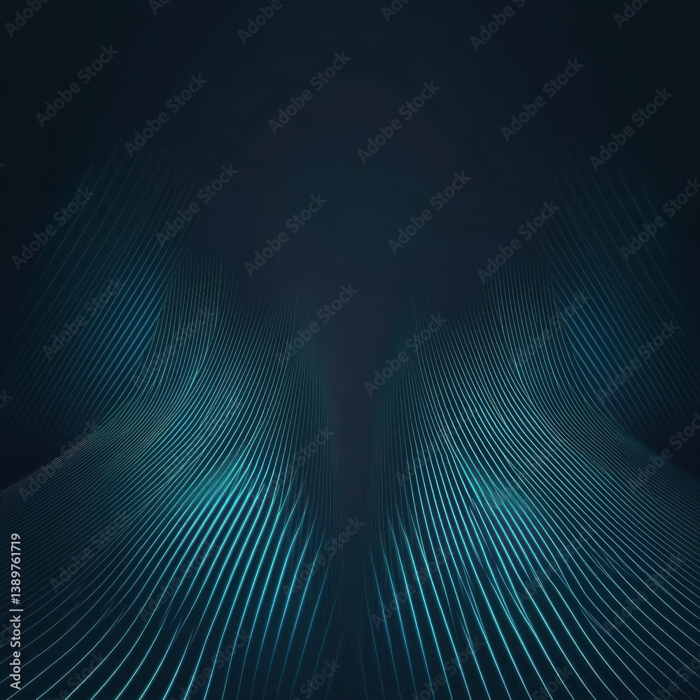 Poster abstract waves of light create a flowing pattern against a dark background in digital art