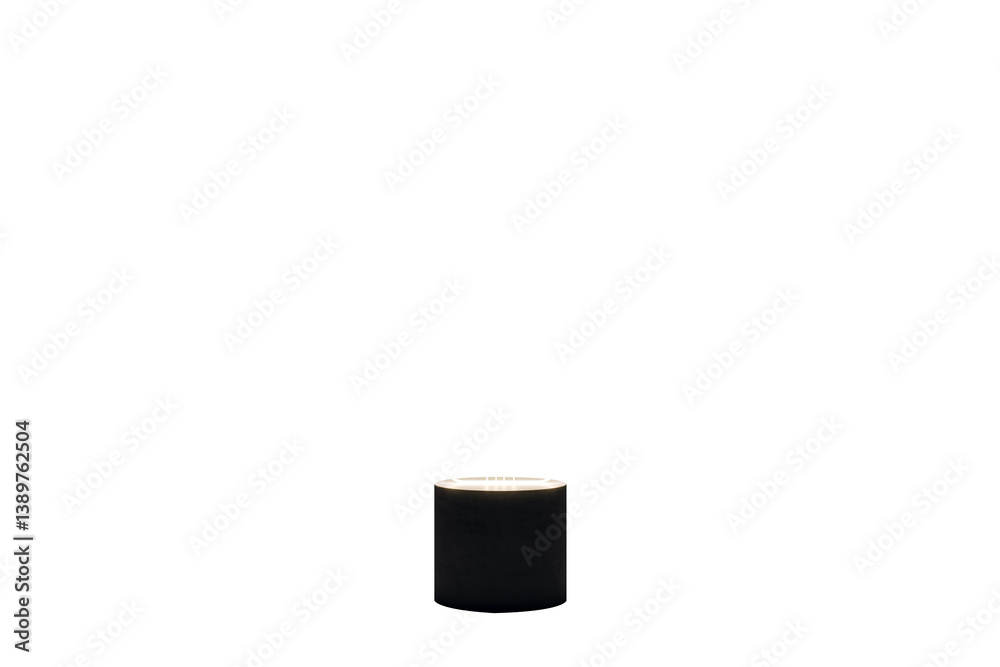 Aufkleber minimalist cylinder lamp base with glowing top and invisible lightbulb shape, isolated on white back