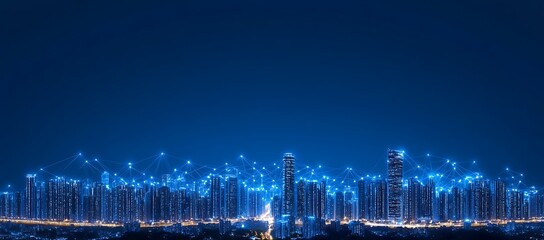 Digital cityscape showing interconnected data networks and city infrastructure