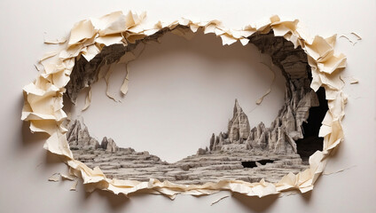 A Ragged Hole Torn Horizontally in Ripped Fabric, Showcasing Texture and Wear