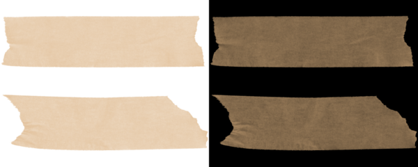 Set of ripped paper tape fragments in kraft texture, great for adding DIY charm to craft or design projects. Isolated on a Transparent or White Background