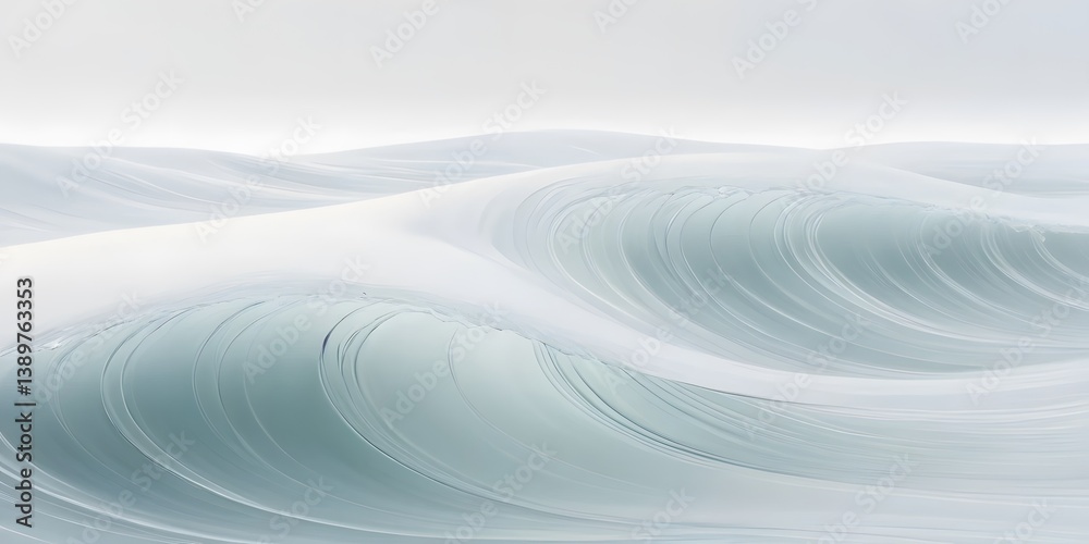 Poster abstract white waves, a minimalist design. flowing forms on plain background, a light and tranquil s