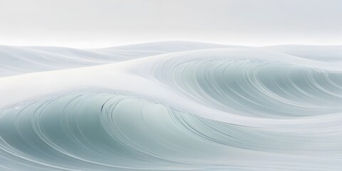 Abstract White Waves, A Minimalist Design. Flowing Forms On Plain Background, A Light And Tranquil Scene. Airy Curves Create Movement. Simple Elegance Enhances Space.