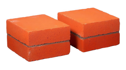 Two Red Bricks Isolated On Transparent Background Abstract 3D Illustration