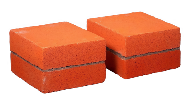Two Red Bricks Isolated On Transparent Background Abstract 3D Illustration - Powered by Adobe