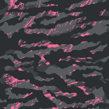 Vector seamless camo tiger stripe army fatigue pattern design