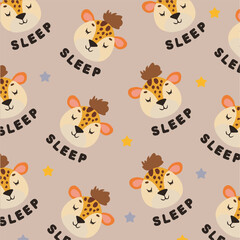 Obraz premium Seamless pattern with giraffe and the inscription 