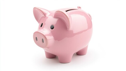 Fototapeta premium Cute Pink Piggy Bank with a Playful Tilt