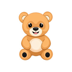 Fototapeta premium Cute cartoon bear character with a friendly smile, designed in a vibrant and playful style, perfect for children's decoration or toys, isolated on white background.