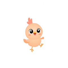 Fototapeta premium Cute cartoon chicken character on a white isolated background, perfect for children's designs, illustrations, or educational materials.