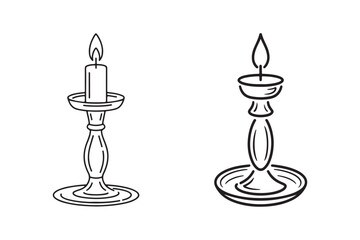 Candle holder line art vector illustration.